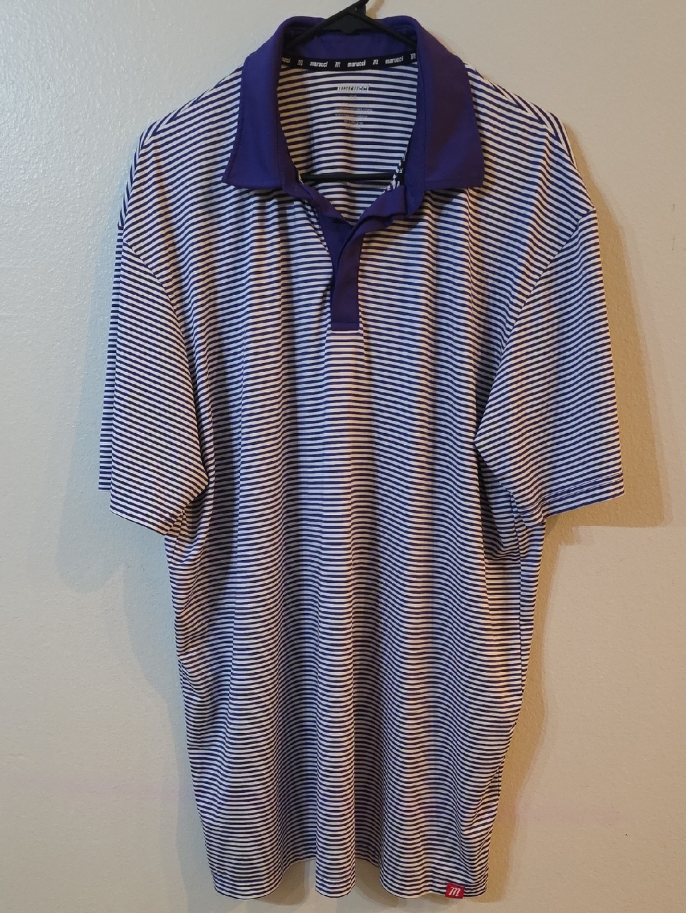 Men's Purple & White Striped Polo Shirt